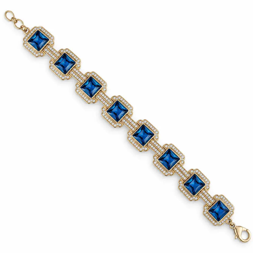 Ocean Blue Swarovski Crystals Halo Bracelet