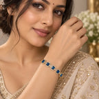 Ocean Blue Swarovski Crystals Halo Bracelet
