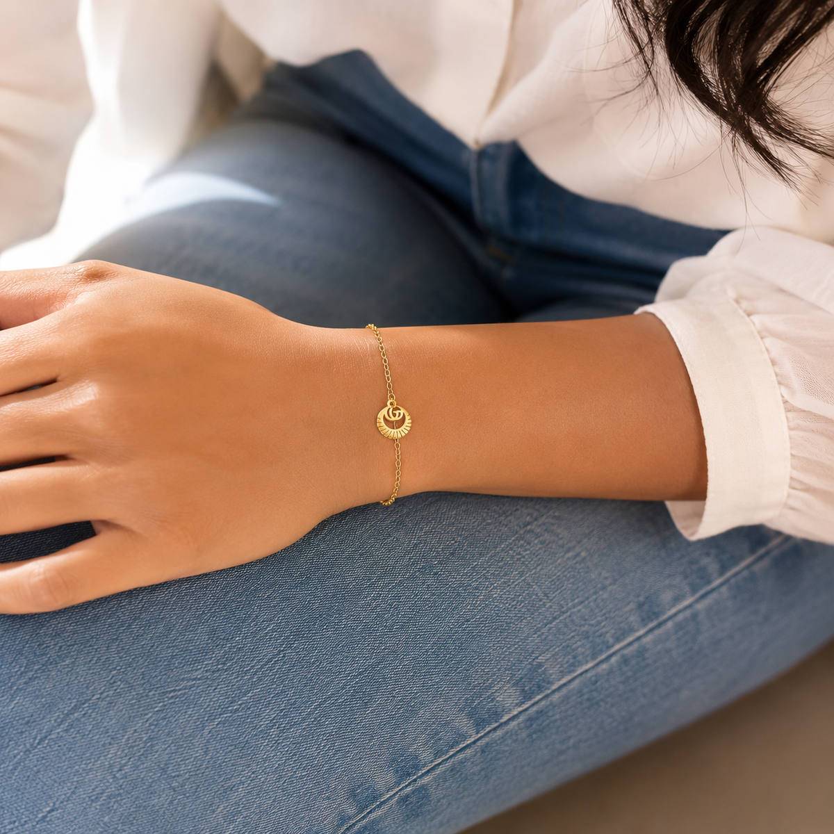 Petite Circle Drop Chain Bracelet