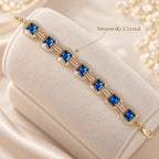 Ocean Blue Swarovski Crystals Halo Bracelet