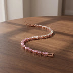 Blush Pink & White Mixed-Cut Tennis Bracelet