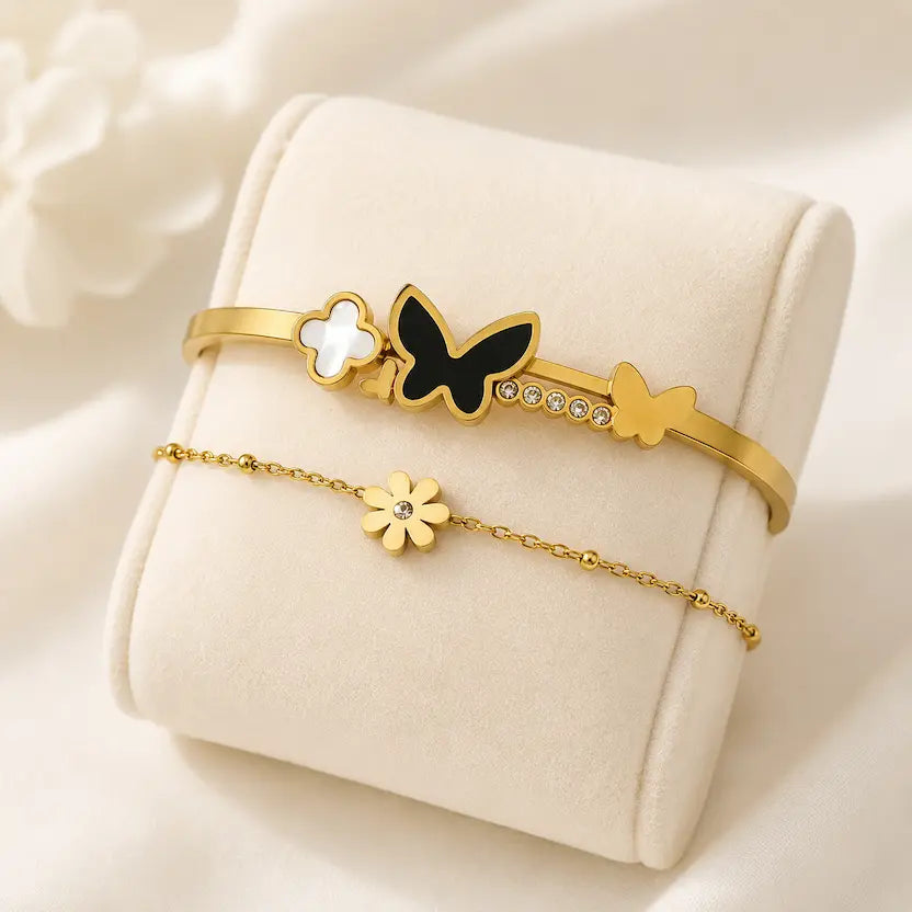Midnight Daisy Bracelet Duo