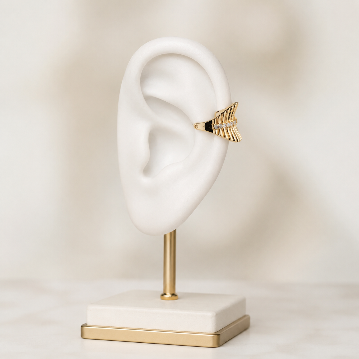 Crystal Wing Gold-Tone Minimal Ear Cuff
