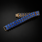 Double-Row Blue Crystal Rose-Gold Tone Bracelet