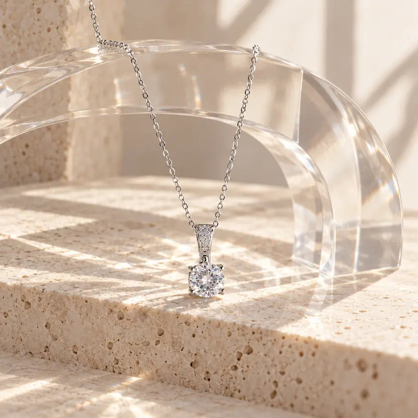 Solitaire CZ Pendant Necklace