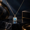 Aqua Blue Crystal Halo Necklace