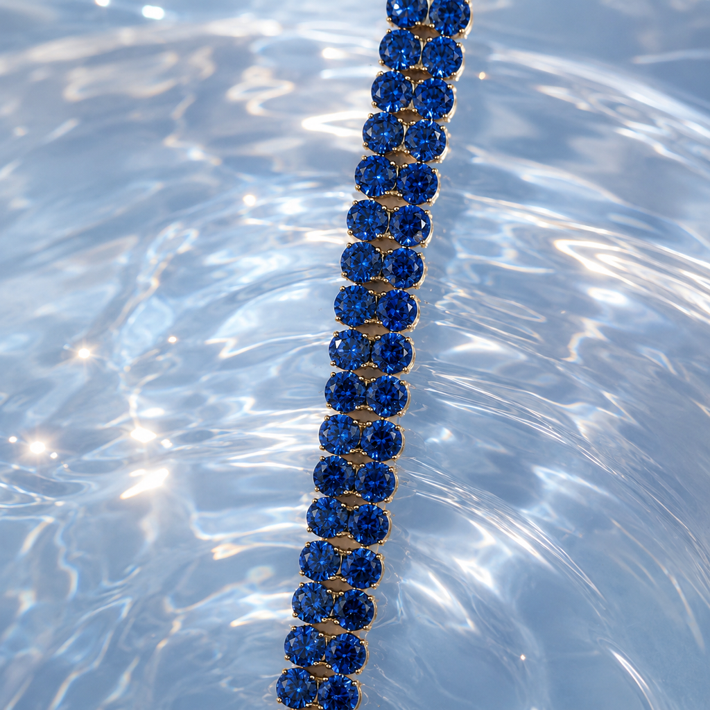 Double-Row Blue Crystal Rose-Gold Tone Bracelet