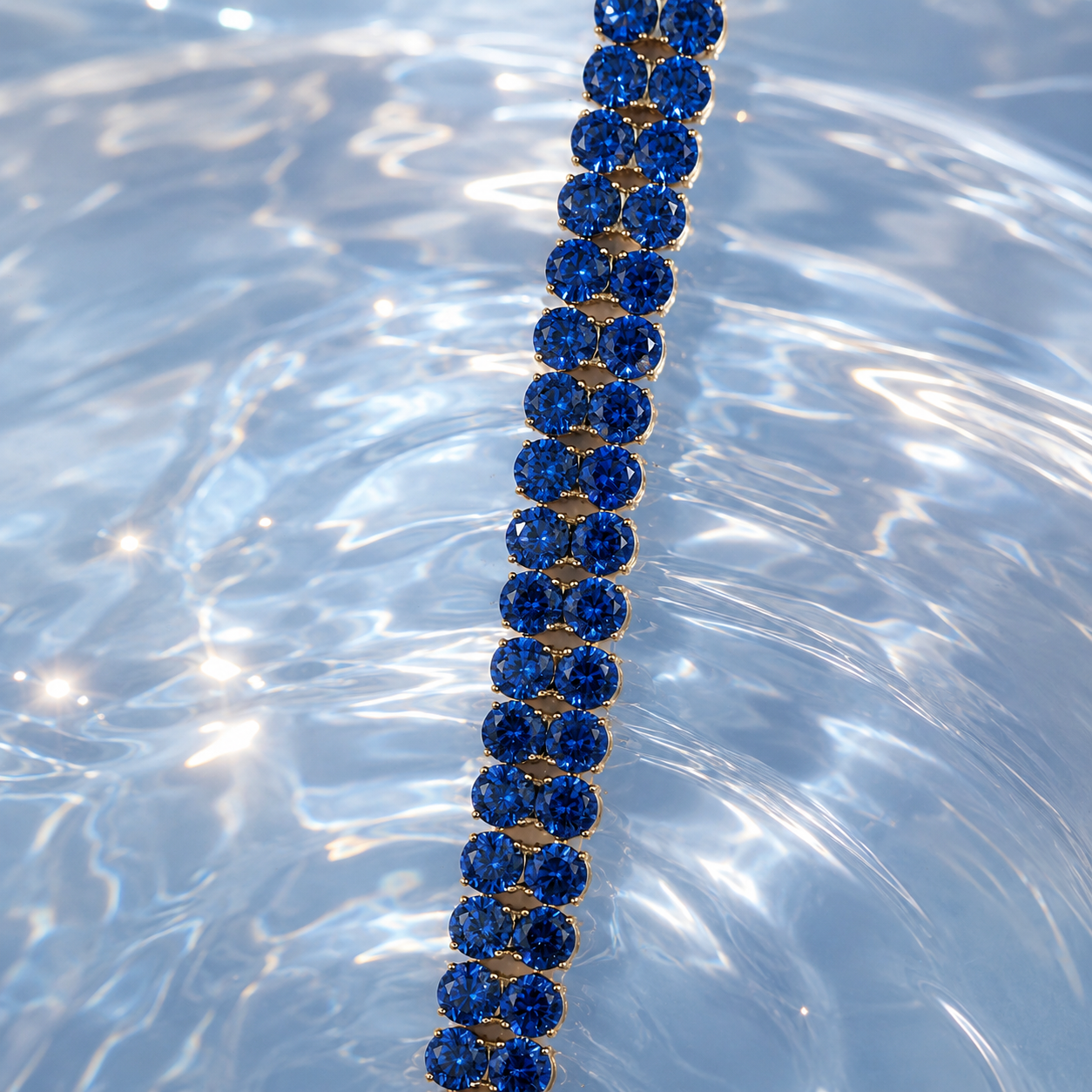 Double-Row Blue Crystal Rose-Gold Tone Bracelet