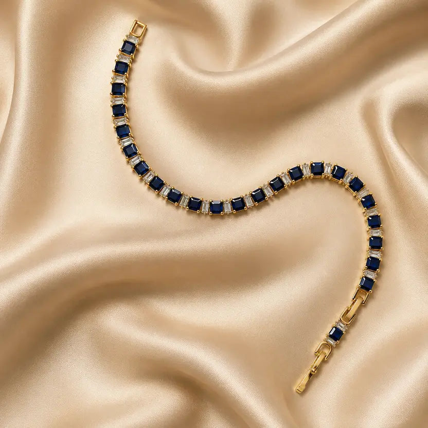 Blue Sapphire Tennis Adjustable Bracelet