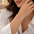 Blush Pink & White Mixed-Cut Tennis Bracelet