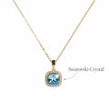Aqua Blue Swarovski Crystal Halo Necklace
