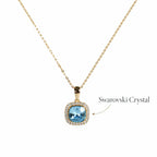 Aqua Blue Swarovski Crystal Halo Necklace
