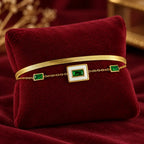 Layered Green Stone Snake Chain Bracelet