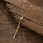 Multicolour Heart Y-Drop Gold-Tone Necklace
