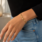 Sunburst Heart Row Chain Bracelet