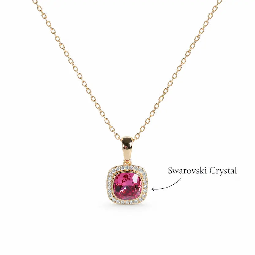 Blush Pink Swarovski Crystal Halo Necklace