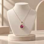Blush Pink Swarovski Crystal Halo Necklace