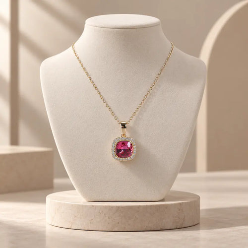 Blush Pink Swarovski Crystal Halo Necklace