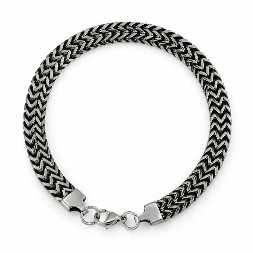Polished Leaf-Link Men's Bracelet