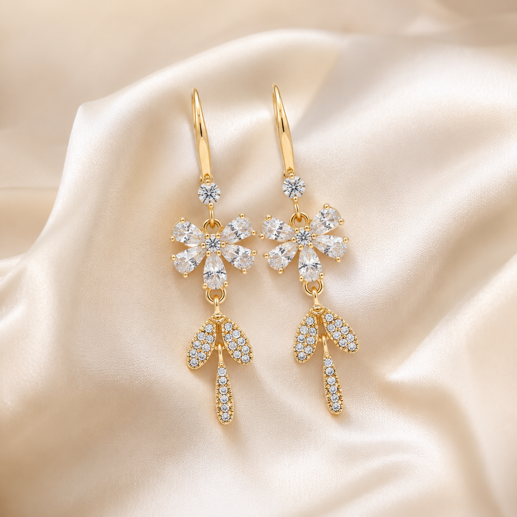 Flora Stones Dangler Earrings