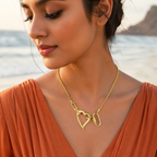 Open Heart Rope Statement Necklace