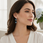 Pearl Stud Aqua Drop Dangler Earrings
