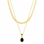 Black Onyx Snake Chain Layered Necklace
