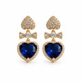 Sapphire Heart Bow Drop Earring Earrings