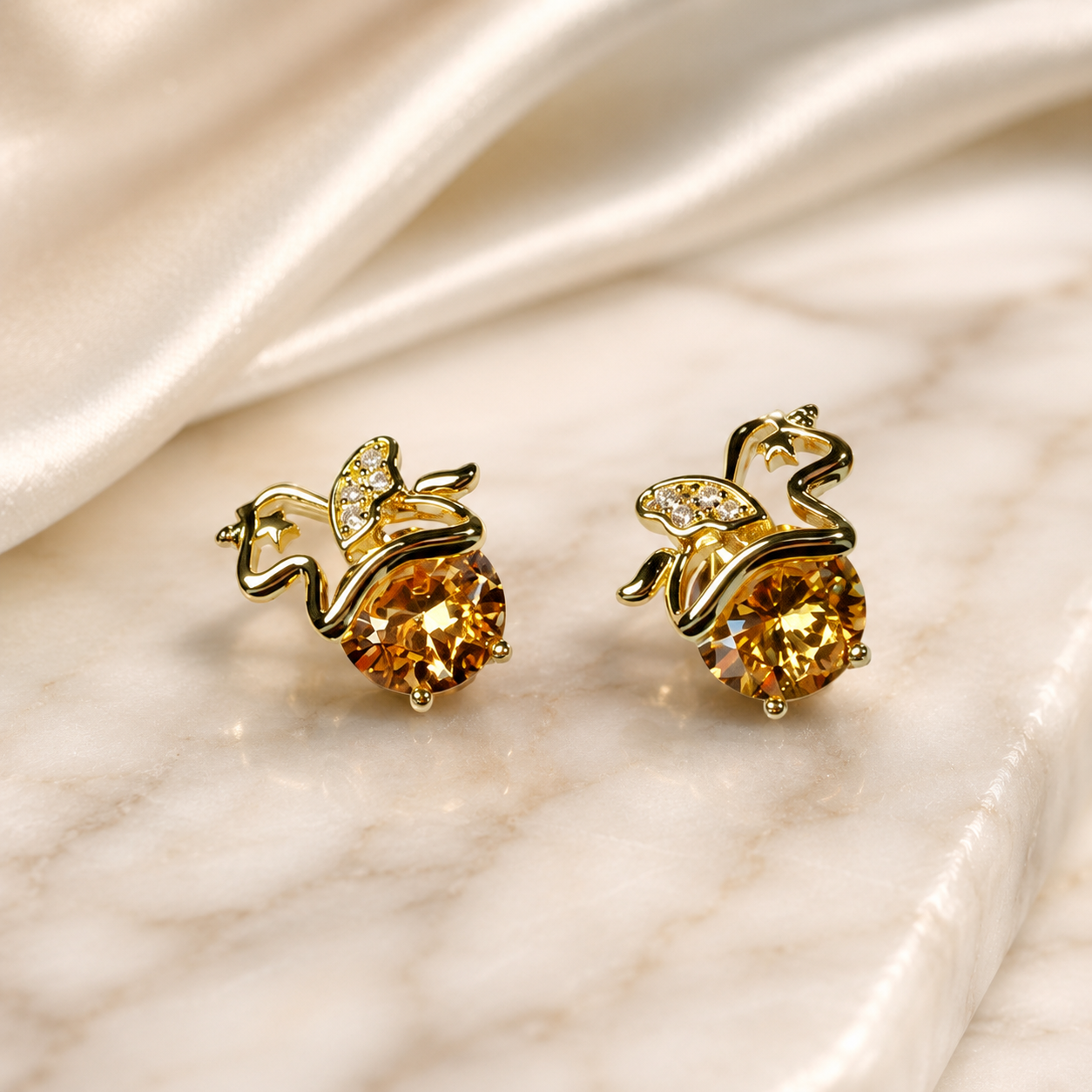 Champagne Apple Stud Earrings