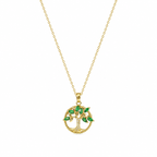 Emerald Tree of Life Pendant Necklace