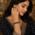 Double-Row Blue Crystal Rose-Gold Tone Bracelet