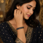 Double-Row Blue Crystal Rose-Gold Tone Bracelet