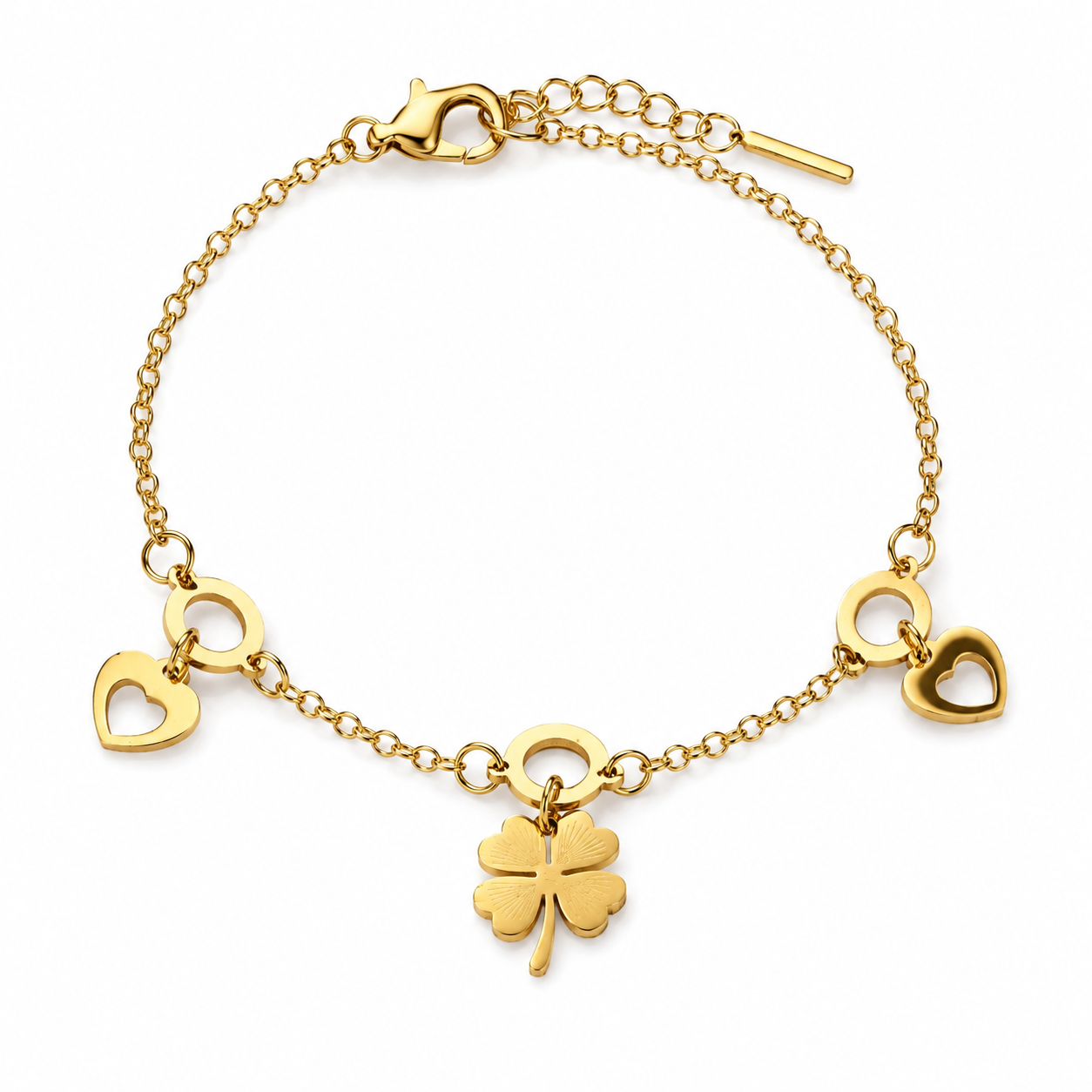 Rings Flower Charm Chain Bracelet