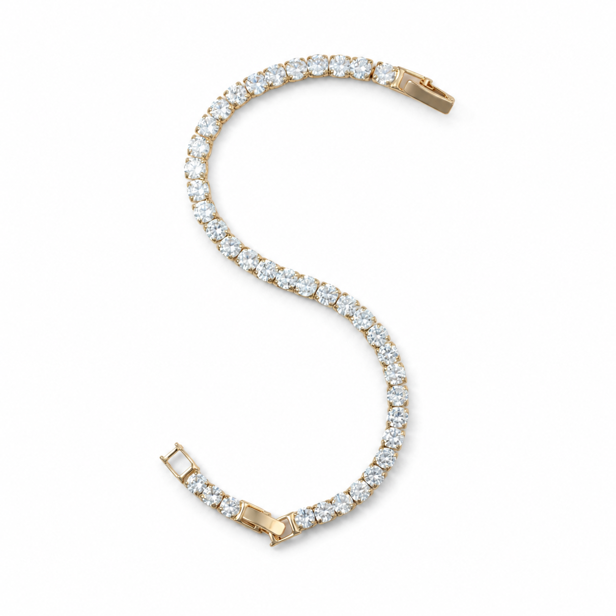 Round White CZ Rose-Gold Tone Tennis Bracelet