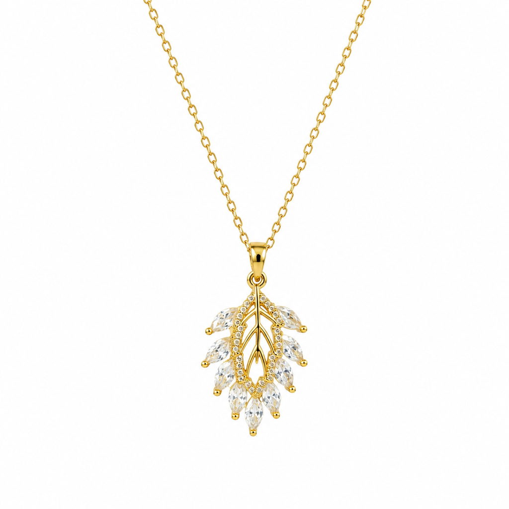 White Marquise Leaf Cluster Pendant