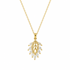 White Marquise Leaf Cluster Pendant