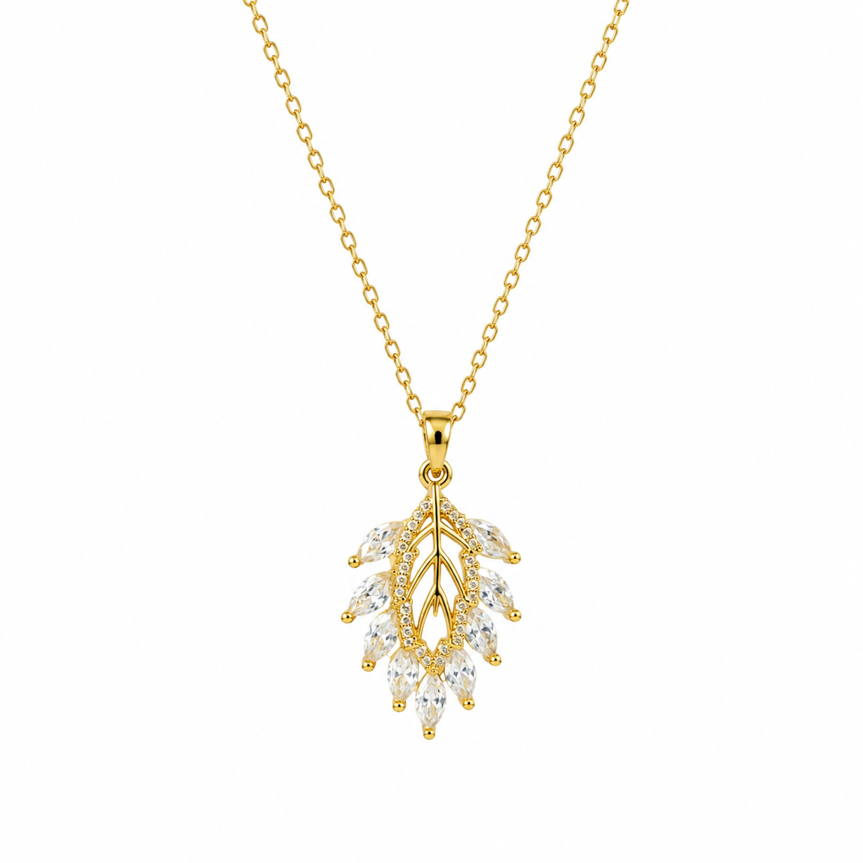 White Marquise Leaf Cluster Pendant