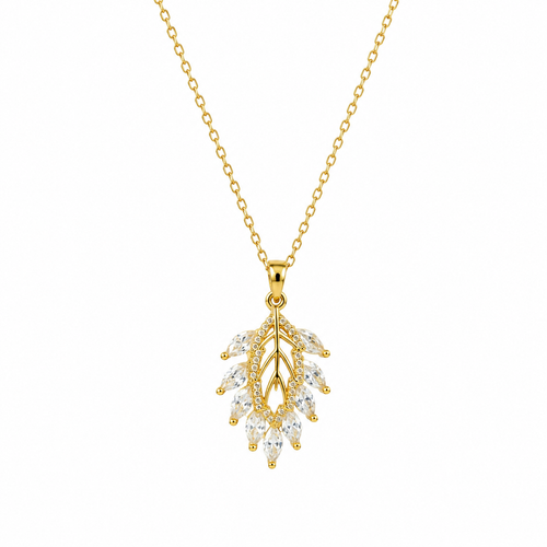White Marquise Leaf Cluster Pendant