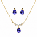 Purple Teardrop Crystal Necklace and Earrings Set