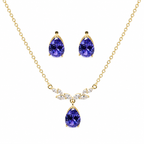 Purple Teardrop Crystal Necklace and Earrings Set