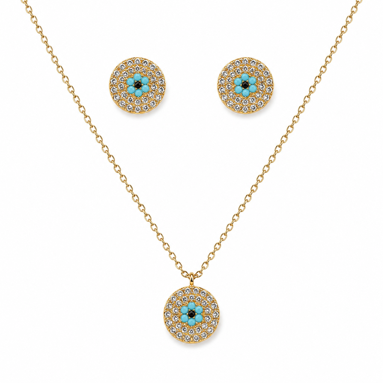Evil Eye Necklace Earrings Set