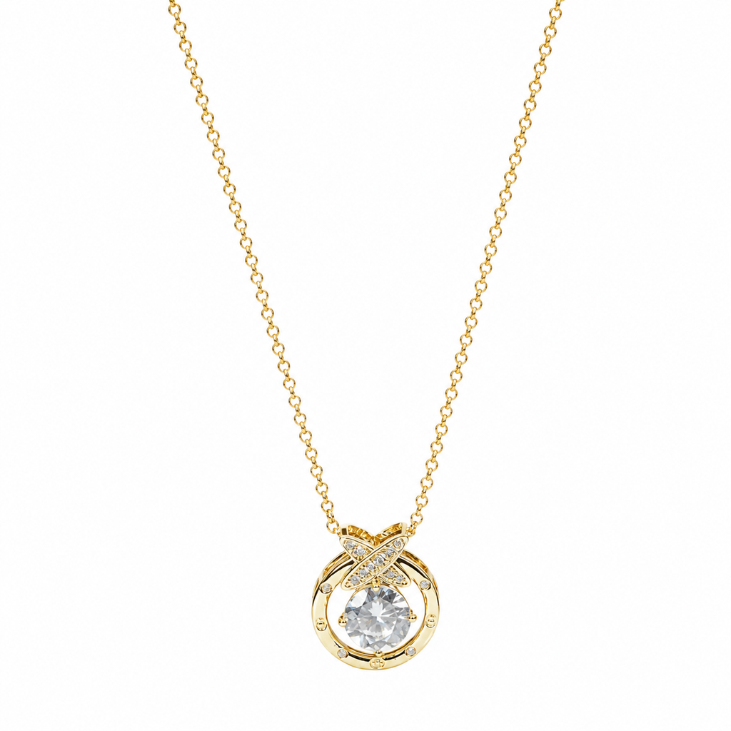 Halo Solitaire Pendant Necklace