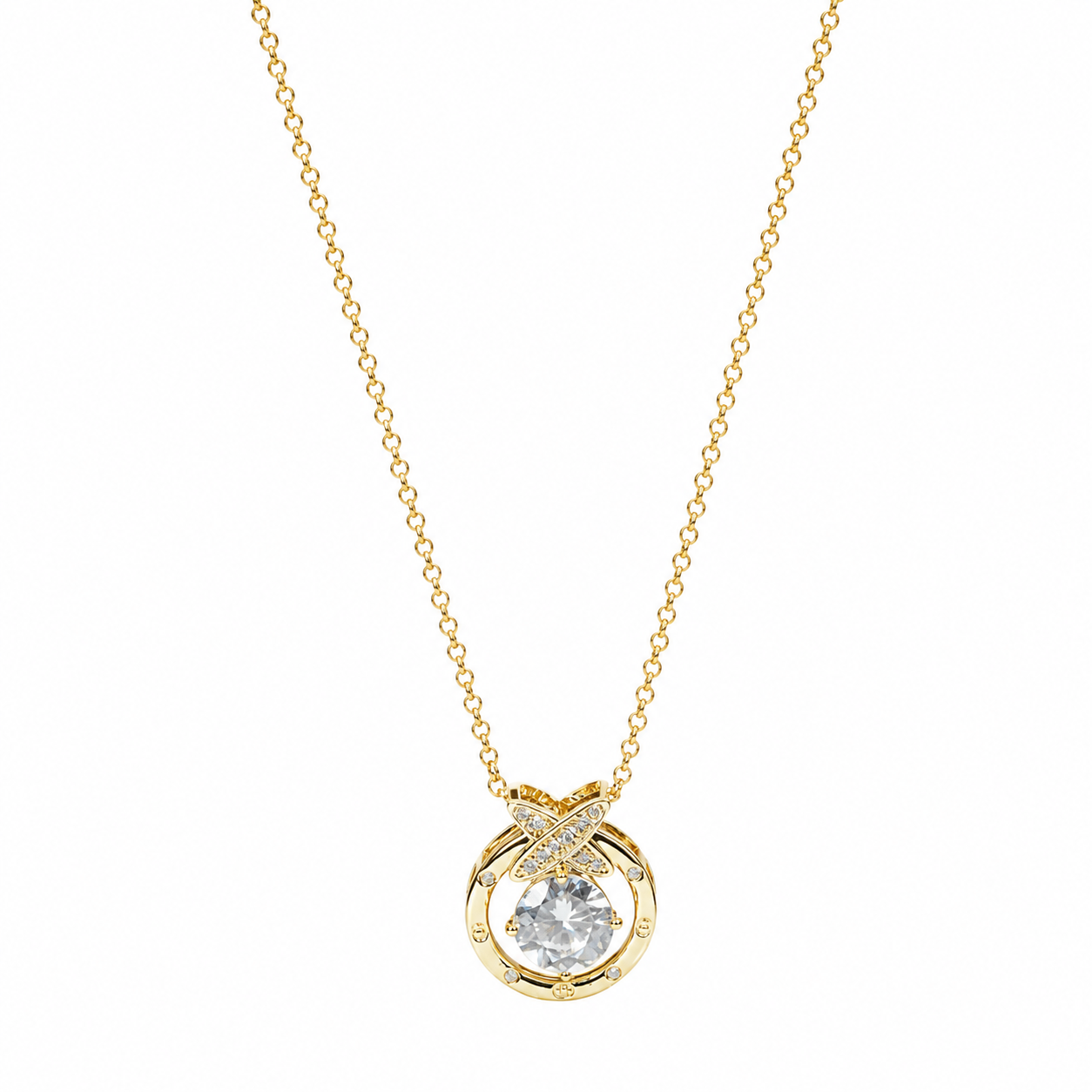 Halo Solitaire Pendant Necklace