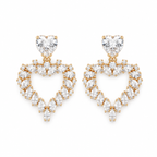 Crystal Heart CZ Gold-Tone Drop Earrings