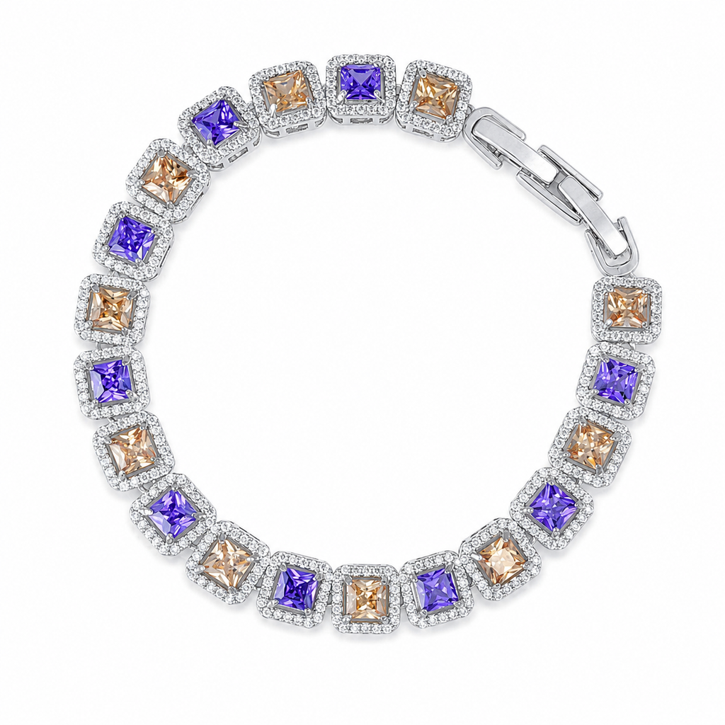 Amethyst Halo Tennis Bracelet
