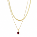 Ruby Red Stone Snake Chain Layered Necklace