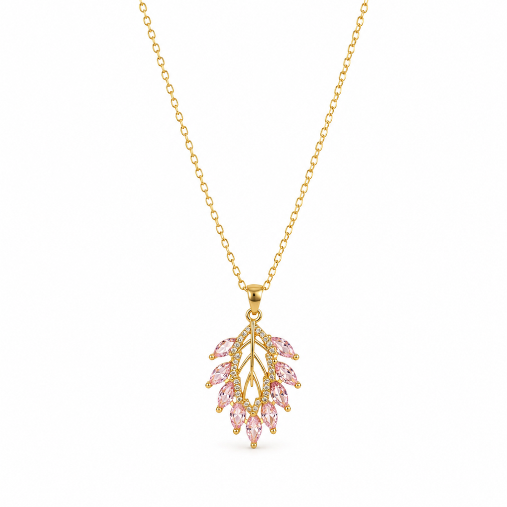 Blush Marquise Leaf Pendant Necklace