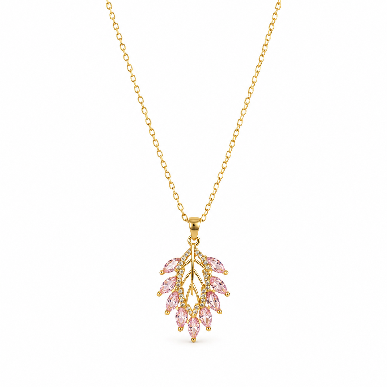 Blush Marquise Leaf Pendant Necklace