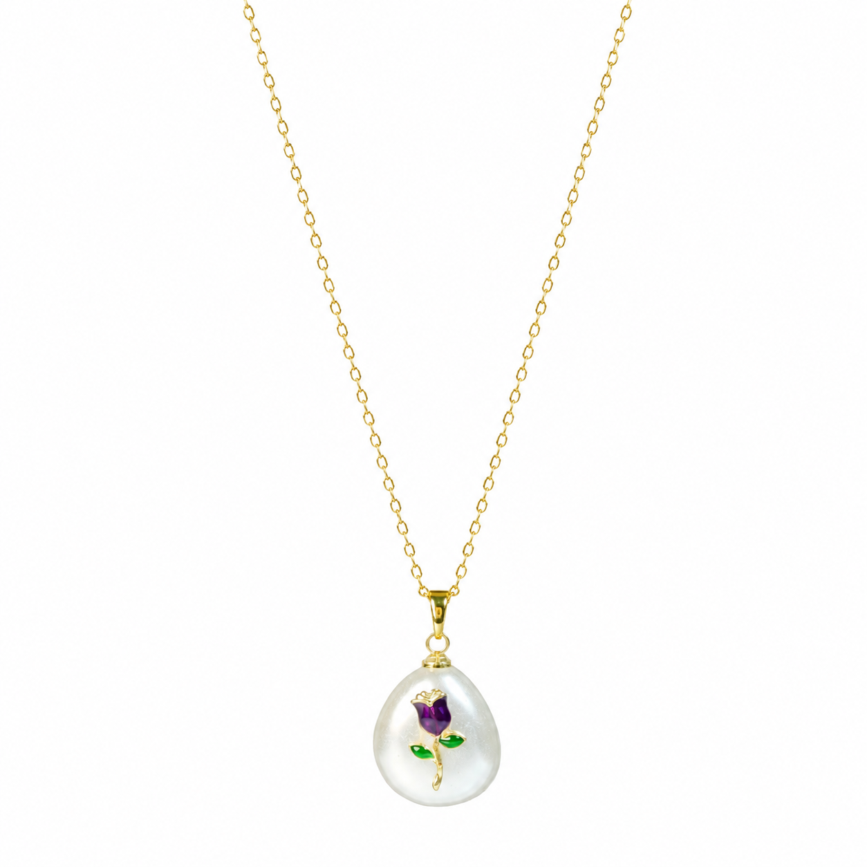 Lavender Rose Pendant Necklace