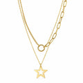 Layered Star Pendant Paperclip Necklace
